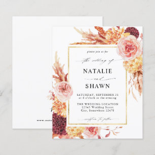 Budget Golden Burgundy & Blush Pink Floral Wedding
