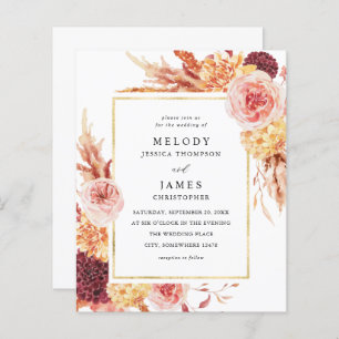 Budget Golden Burgundy Blush Pink Floral Wedding 2