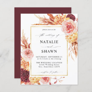 Budget Golden Burgundy Blush Pink Floral Wedding B