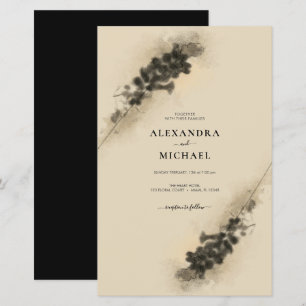 Budget Golden Lavander Flowers Wedding Invitation