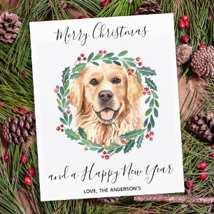 Budget Golden Retriever Dog Christmas Postcard
