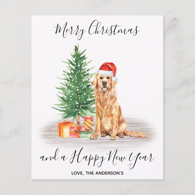 Budget Golden Retriever Dog Lover Christmas Card (Front)