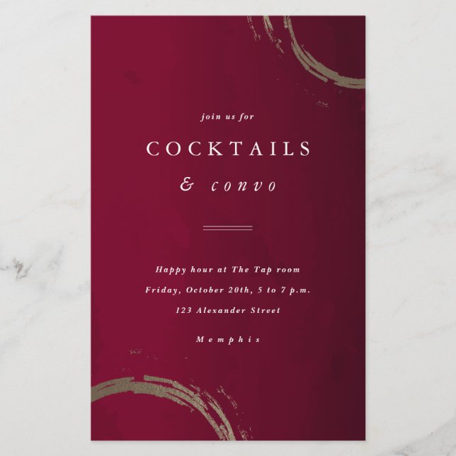 Budget Golden Rings Cocktail Party Invitation (Front)