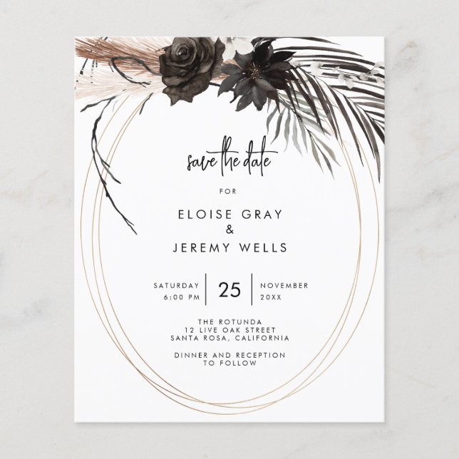BUDGET Gothic Boho Save the Date Flyer (Front)