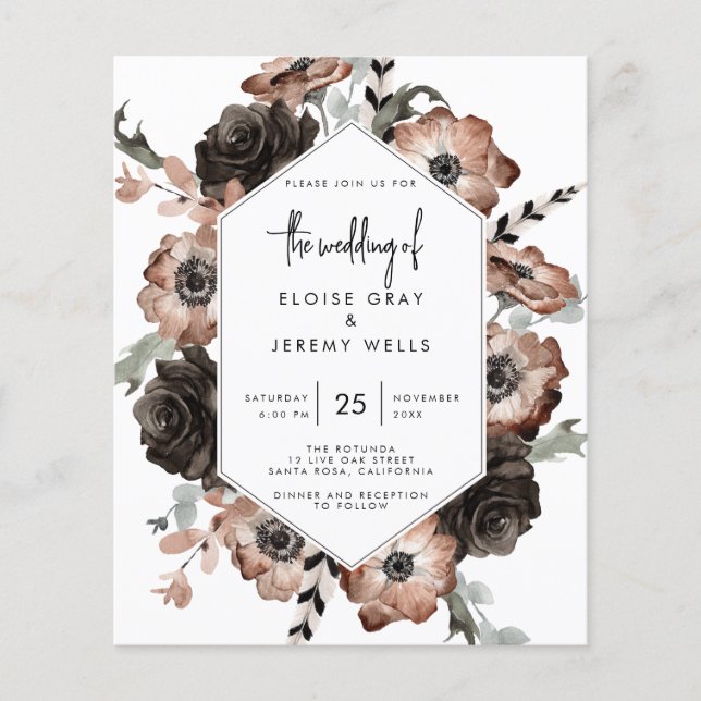 BUDGET Gothic Boho Wedding Invitation Flyer (Front)