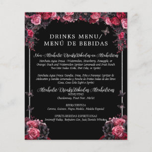 Budget Gothic Floral Bilingual Quinceañera Menu