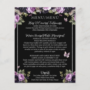 Budget Gothic Floral Bilingual Quinceañera Menu
