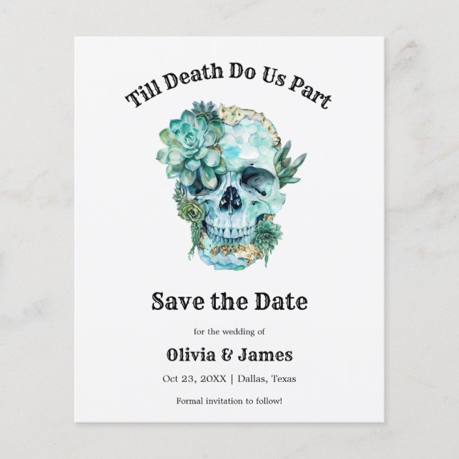 Budget Gothic Halloween Wedding Save the Date Card (Front)