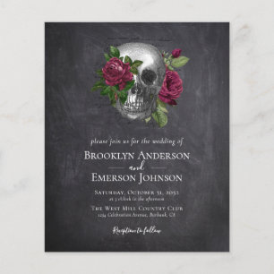 Budget Gothic Skull Floral Wedding Invitation