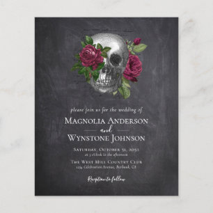 Budget Gothic Skull Floral Wedding Invitation