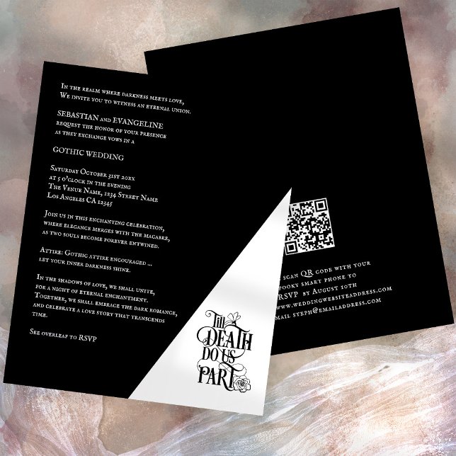 Budget Gothic Till Death Do Us Part QR Wedding (Front and back view)