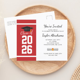 Budget Grad 2022 Red White Graduation Invitation