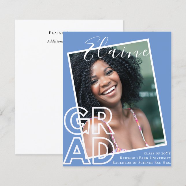 BUDGET GRAD Overlay PHOTO Graduation Announcement (Front/Back)