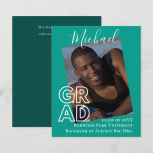 BUDGET Grad PHOTO Announcement Thank You Invite