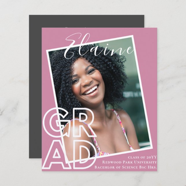 BUDGET Grad PHOTO Announcement Thank You Invite (Front/Back)