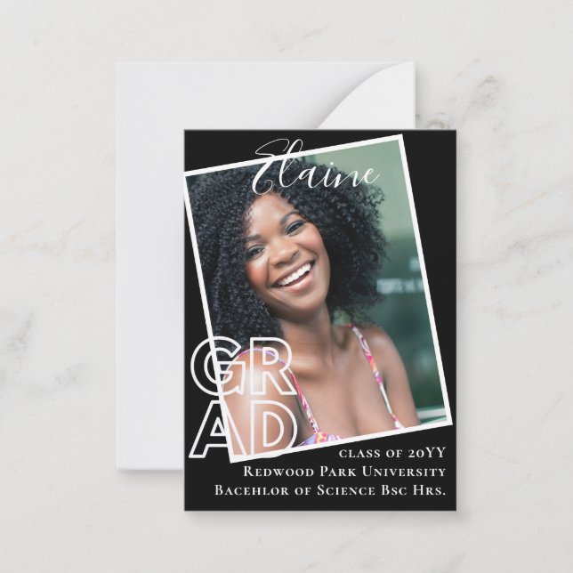 BUDGET Grad PHOTO Announcement Thank You Invite (Front)