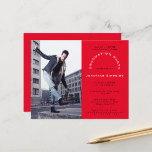 Budget Grad Photo Red Graduation Party Invitation