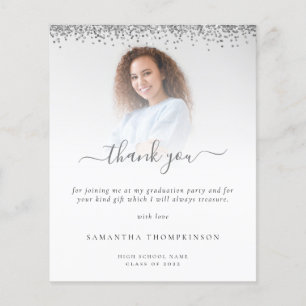 Budget Grad Photo Silver Glitter Thank You