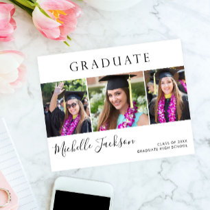 Budget Graduate 3 Photo Script Announcement Flyer