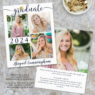 Budget Graduate Announcement Navy Blue Script