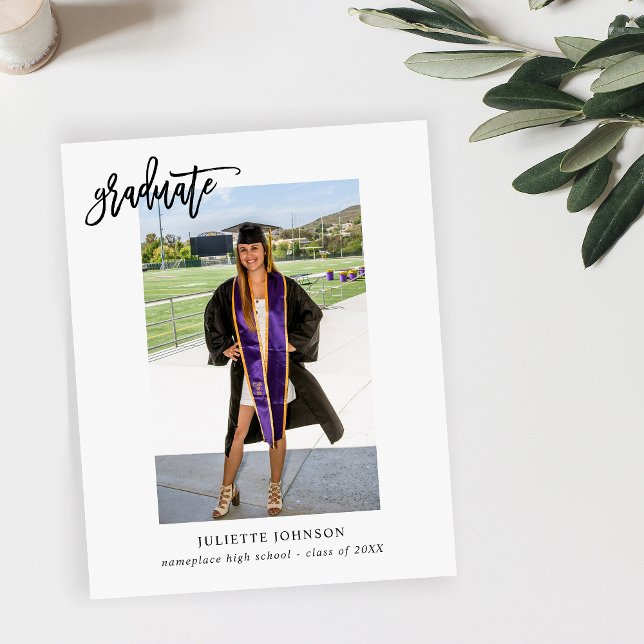 Budget Graduate Calligraphy 2V Photo Announcement Flyer (Creator Uploaded)