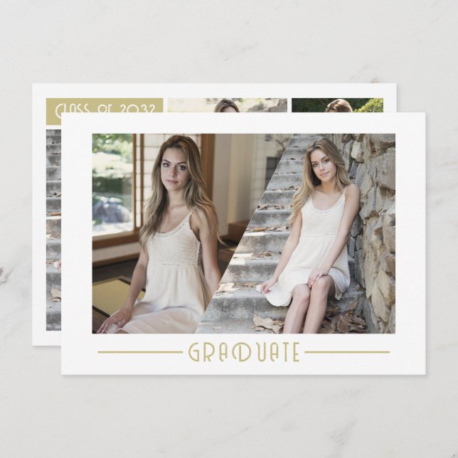 Budget Graduate Grad 6 Photo Collage Graduation Card (Front/Back)