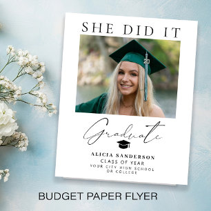 Budget graduate photo graduation announcement flyer