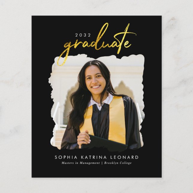 Budget Graduate Script Gold Photo Graduation (Front)