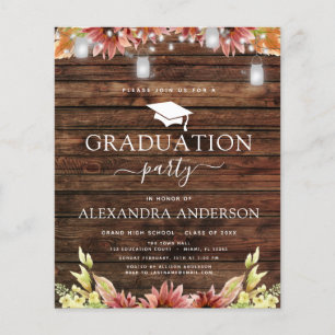 Budget Graduation 2021 Rustic Wood Sunflower Flyer