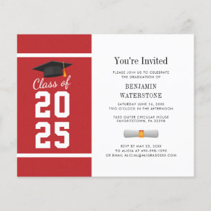 Budget Graduation 2023 Modern Red White Minimalist