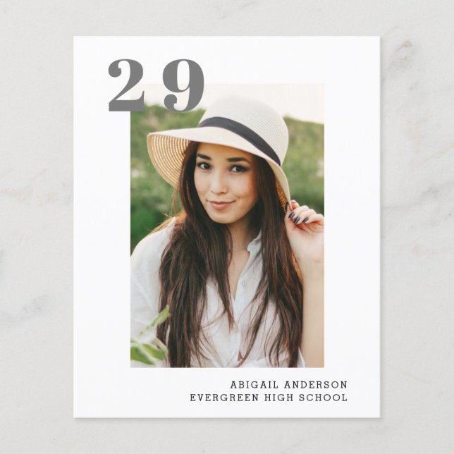Budget Graduation 2 Photo Simple  2023 Silver Card (Front)