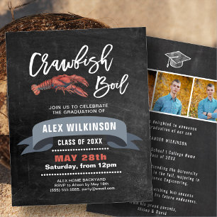 BUDGET Graduation 3 Photo Crawfish Boil Invitation