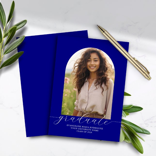 Budget Graduation Announcement Photo Arch Navy (Creator Uploaded)