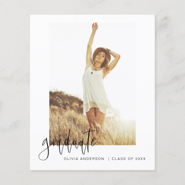 Budget Graduation Announcement Photo Minimalist Fl Flyer (Front)