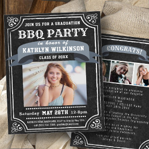 BUDGET Graduation BBQ Party 4 Photo Invitation