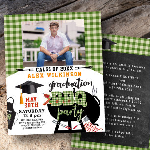 BUDGET Graduation BBQ Party Plaid Photo Invitation