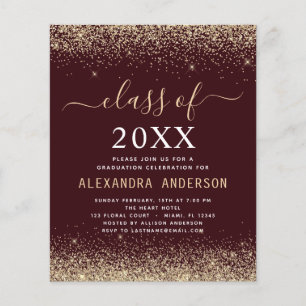 Budget Graduation Burgundy Gold Class of 2022 Flyer