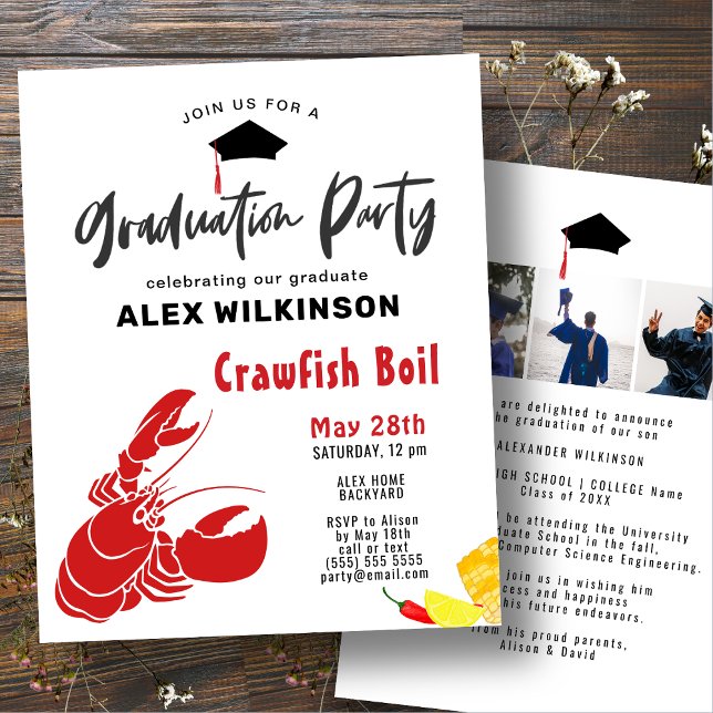 BUDGET Graduation Crawfish Boil Party Invitation (Creator Uploaded)