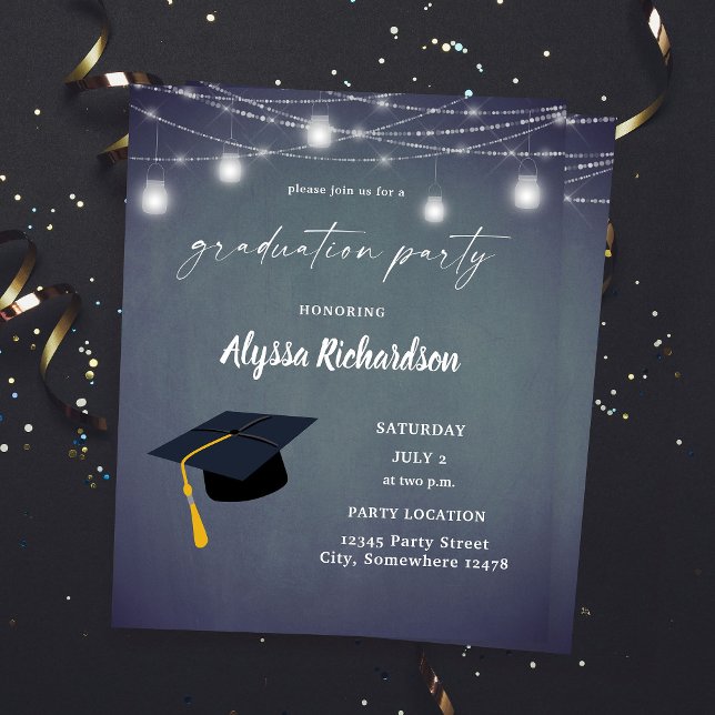 Budget Graduation Hat Chalkboard Party Blue Grey (Creator Uploaded)