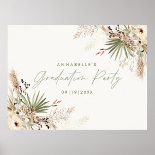 Budget graduation pampas botanical modern elegant poster