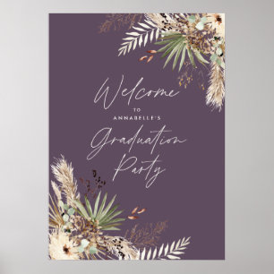 Budget graduation pampas purple modern elegant poster