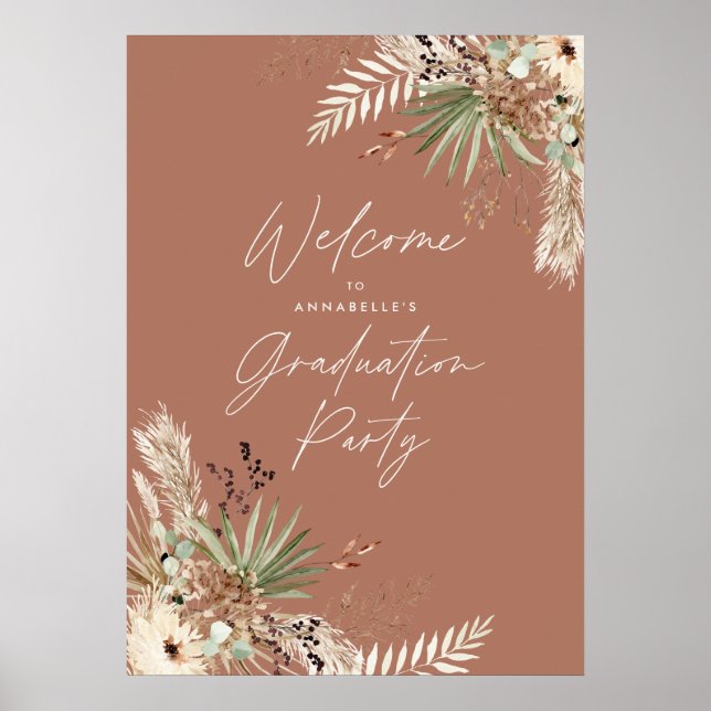 Budget graduation pampas terracotta modern elegant poster (Front)