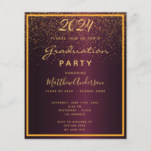 Budget Graduation party burgundy invitation 2025
