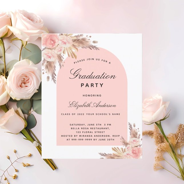 Budget Graduation party pampas blush rose (Creator Uploaded)