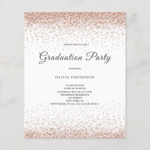 Budget Graduation Party Pink Glitter Invitation  Flyer
