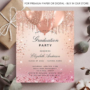 Budget graduation party pink rose gold balloons