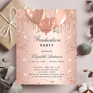 Budget graduation party rose gold blush glitter