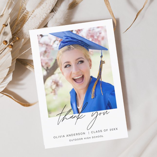 Budget Graduation Photo Minimalist Thank You Cards (Creator Uploaded)