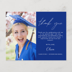 Budget Graduation Photo Navy BlueThank You Cards