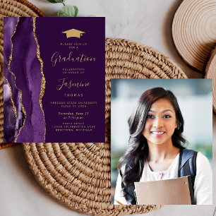 Budget Graduation Purple Agate Plum Photo Invite
